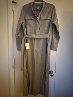 Nordstrom Grey Belted Midi Shirt Dress – Size XS (NWT)